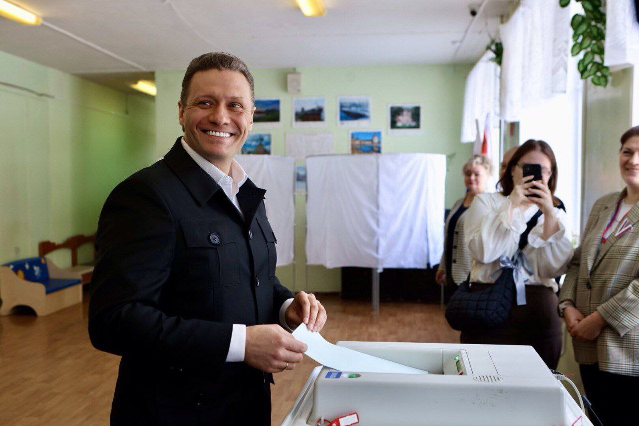 Врио Губернатора Вологодской области Георгий Филимонов проголосовал на выборах Президента РФ.